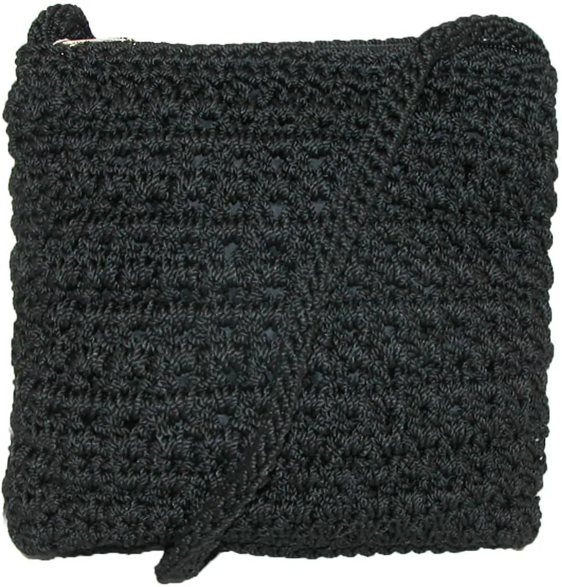 CTM® Women's Crochet Crossbody Handbag, Black