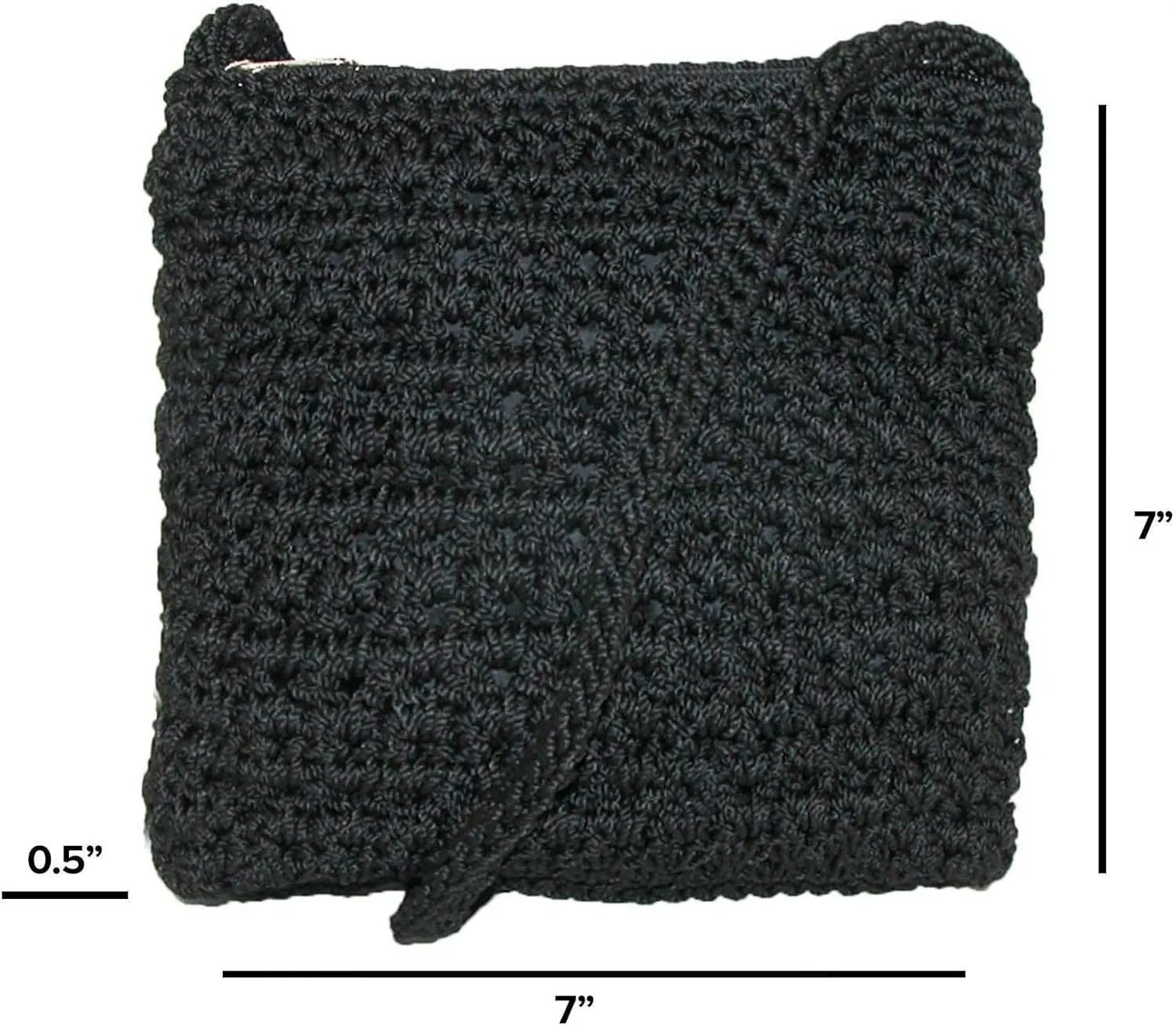 CTM® Women's Crochet Crossbody Handbag, Black
