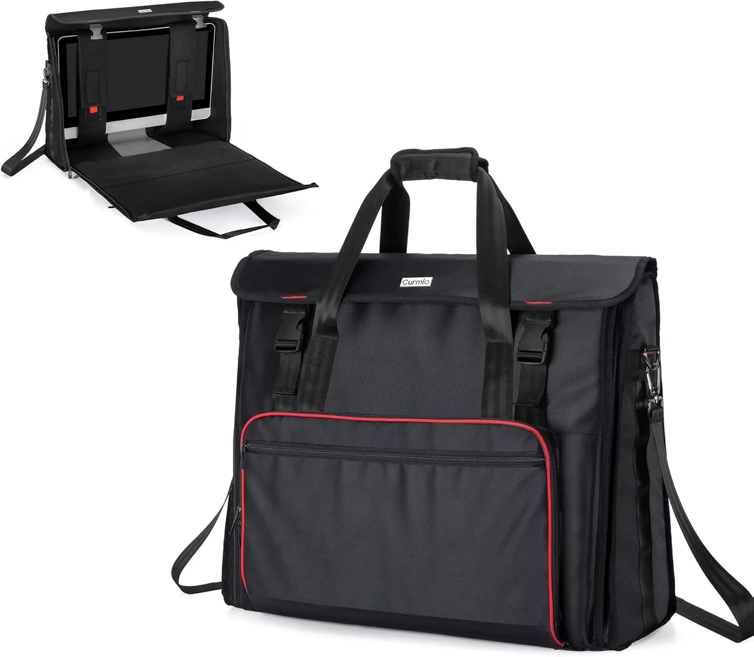 CURMIO Travel Bag Compatible for Apple iMac 27'' Desktop Computer, Portable Carrying Case Compatible with iMac 27-inch Monitor and Accessories, Black (Patent Pending)