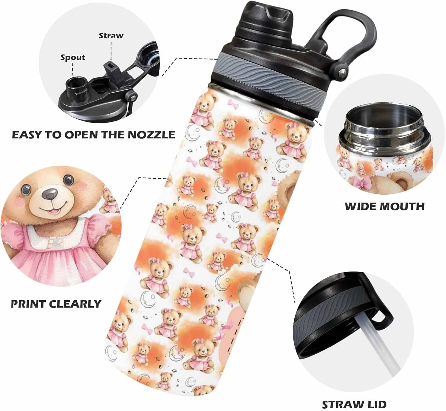 Custom Diaper Bag for Girls Personalized Diaper Bag Backpack &Insulated Water Bottle with Name Custom Monogram Baby Travel Bag Nursing Diaper Mommy Backpack with Adjustable Shoulder Straps Nappy Bag