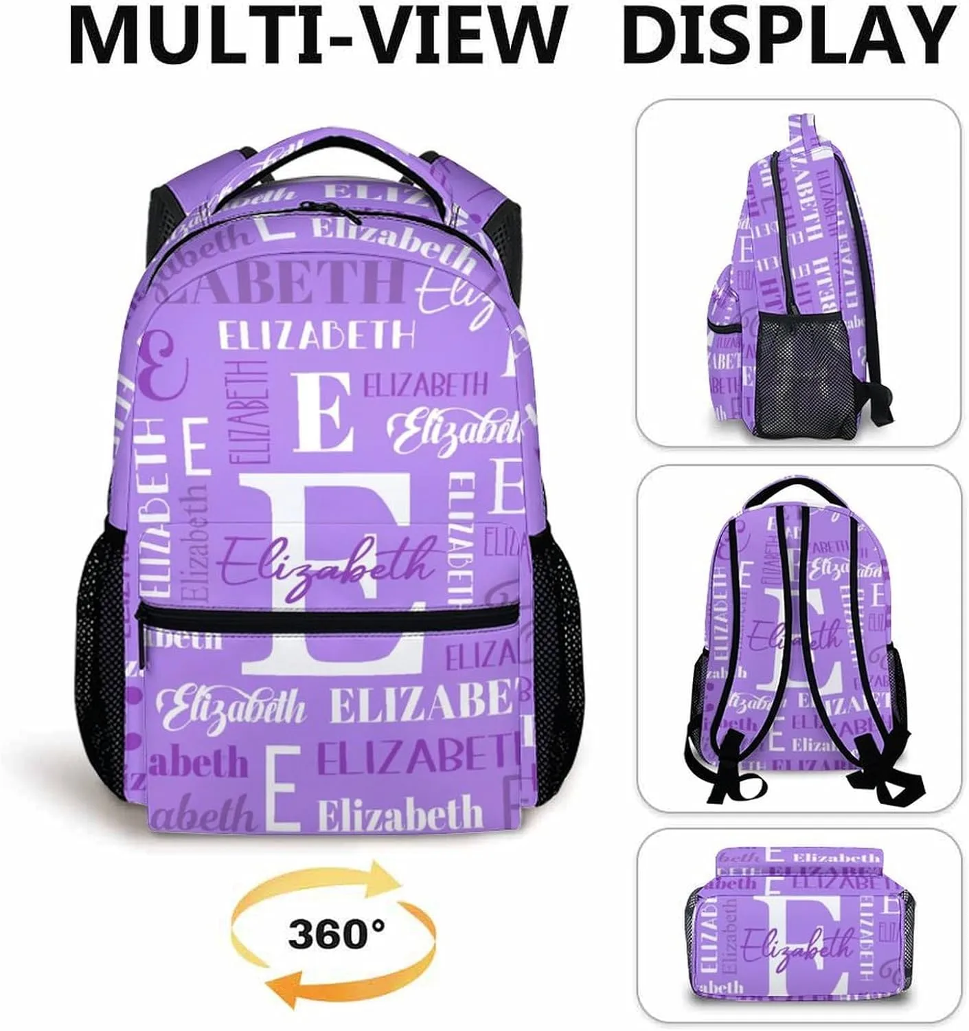 Custom Girls School Backpacks, Kids Backpack, Personalized Name Bookbag for Travel, Camping, 17 Inch Large Capacity School Bag for Kindergarten Preschool Elementary