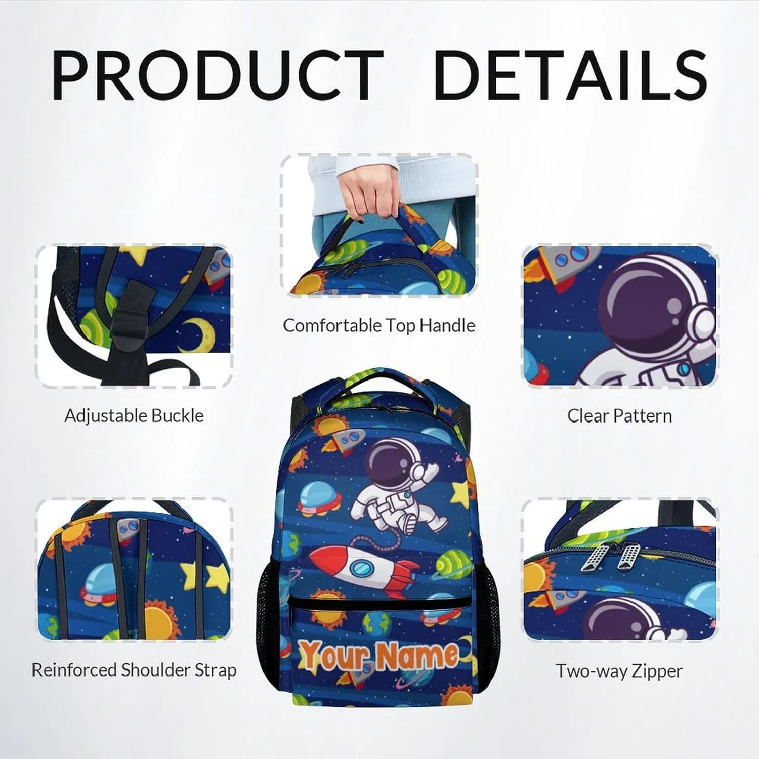 Custom Kids Backpack School Bookbags, Planet Backpack for Boys, 17 Inch School Backpacks for Primary Elementary, Cute Bookbag with Lunch Box and Pencil Case