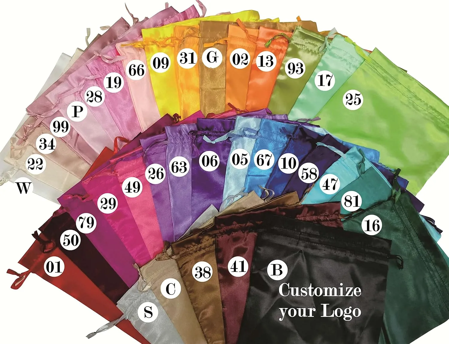 Custom Printed Wig Storage Satin Bags with Drawstring, 20-100 Pcs/Lot Personalized Logo Silk Hair Bag For Hair Bundles Headband Wig Lace Wig, Pouches Gift Cosmetic Bags (20Pcs/Lot, Red)