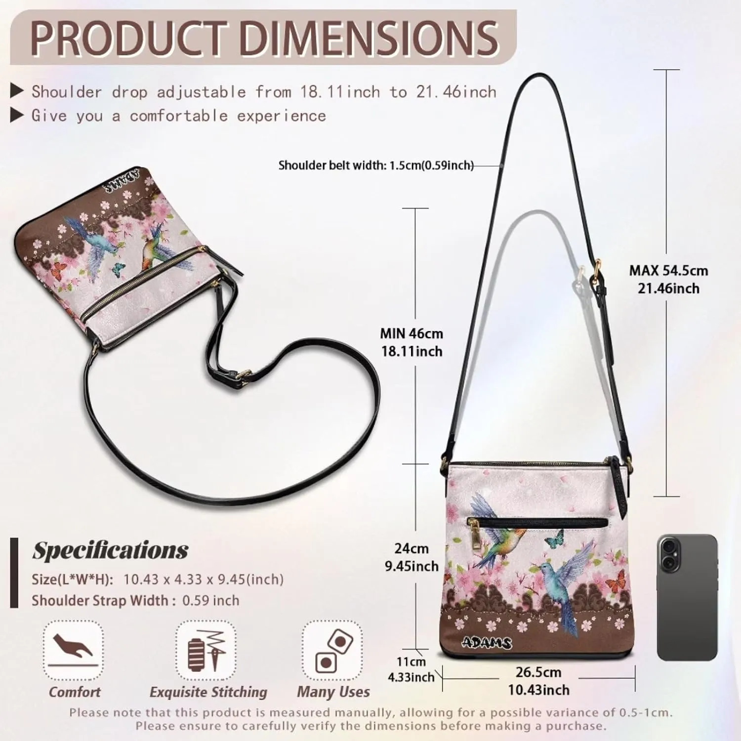 Customized Crossbody Bag for Women Leather Crossbody Purse Handbag Shoulder Bag for Shopping Dating