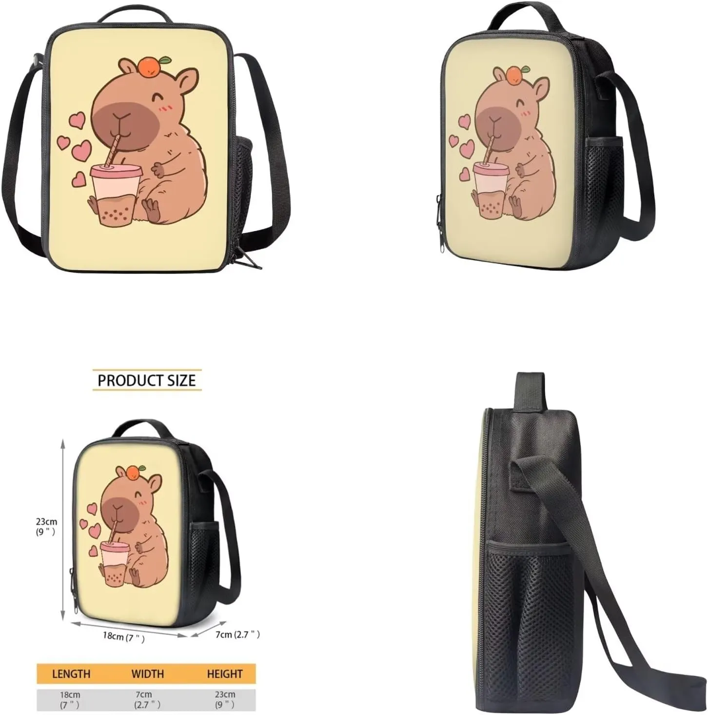 Cute Capybara Girls Backpacks Ages 8-10 with Lunchbox Lightweight School Bags for Girls with Lunch Bag Cute Pencil Cases for Middle School High School