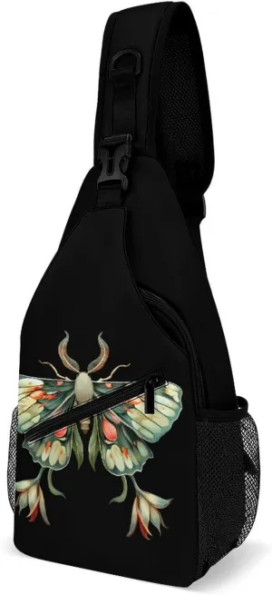 Cute Moth Beautiful Butterfly Insect Sling Bags Travel Crossbody Shoulder Backpack Casual Daypack with Strap for Men Women