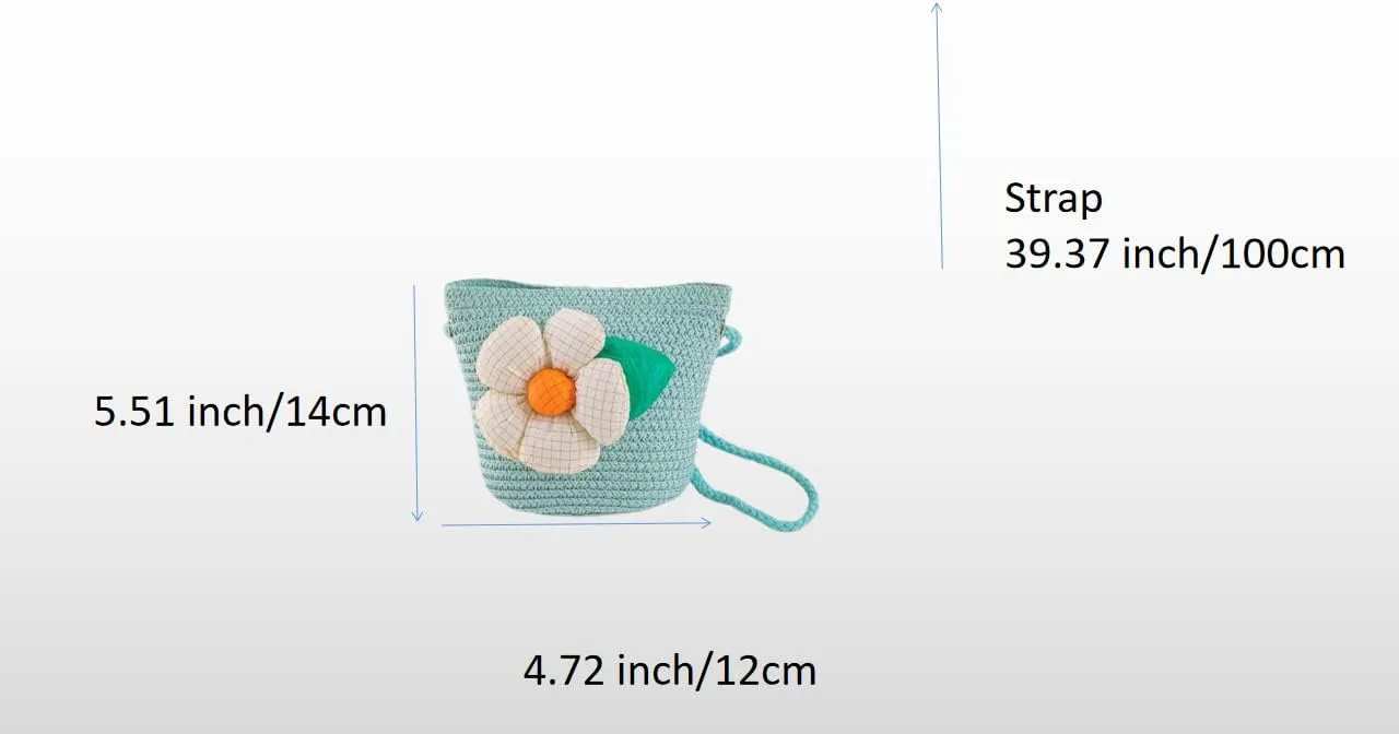 Cute Multi Colored Floral Straw Crossbody Shoulder Bag, Small Mini Purse for Girls