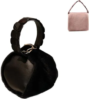 Cute Purse Small Furry Hobo Bag Fluffy Mini Purses Retro Soft Classic Chic Faux Fur Convertible Handbag