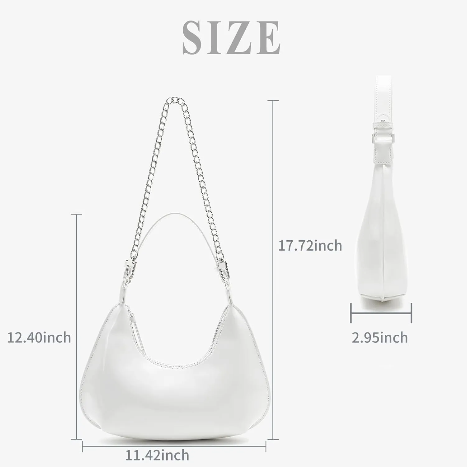 Cute Shoulder Bags for Women, Small Going Out Purse Patent Leather Crescent Bag Women's Shoulder Handbags with Zipper Closure