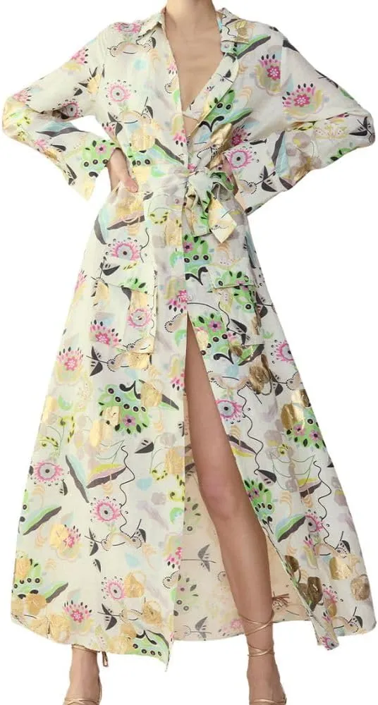 Cynthia Rowley Love Locked Silk Linen Shirt Dress