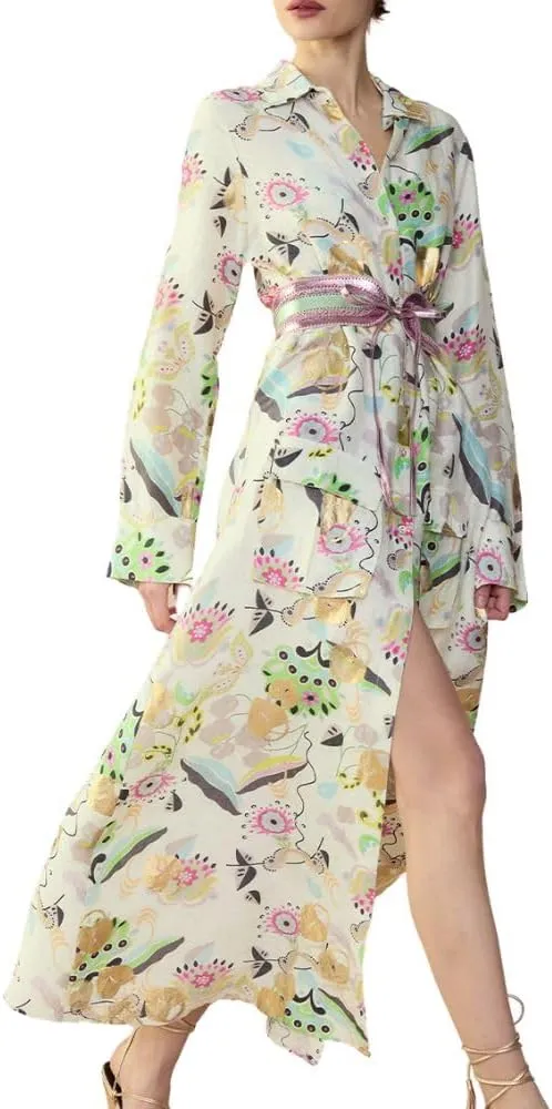 Cynthia Rowley Love Locked Silk Linen Shirt Dress