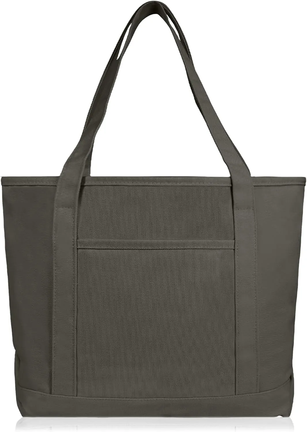 DALIX 20" Solid Color Cotton Canvas Shopping Tote Bag in Asphalt Gray