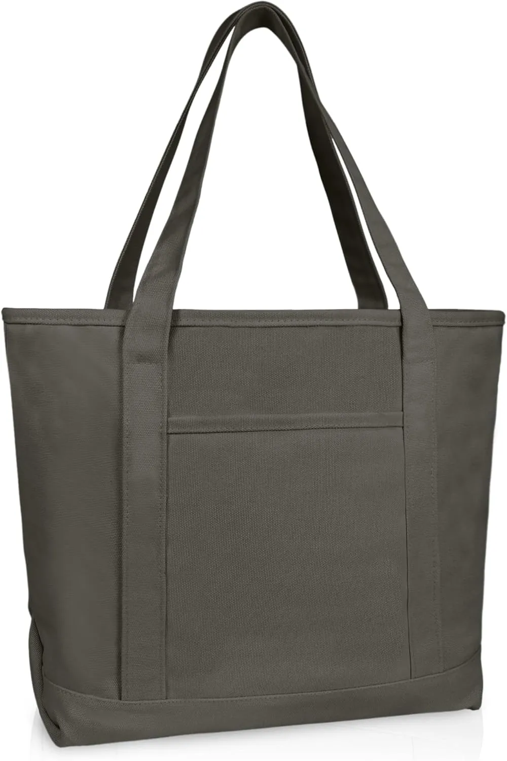 DALIX 20" Solid Color Cotton Canvas Shopping Tote Bag in Asphalt Gray