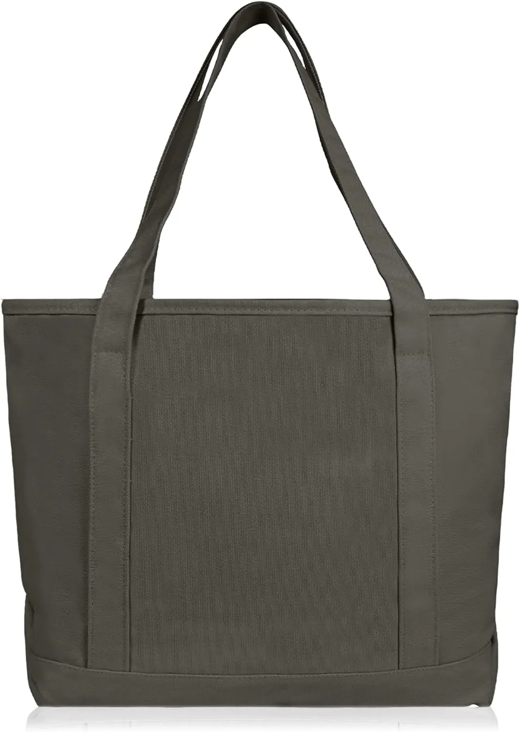 DALIX 20" Solid Color Cotton Canvas Shopping Tote Bag in Asphalt Gray