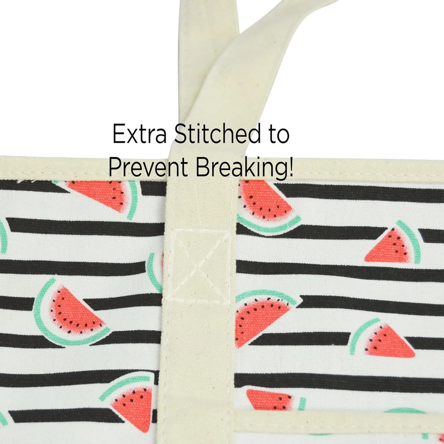 DALIX 22" Shopping Tote Bag Heavy Cotton Canvas (Zippered Top) Black Watermelon
