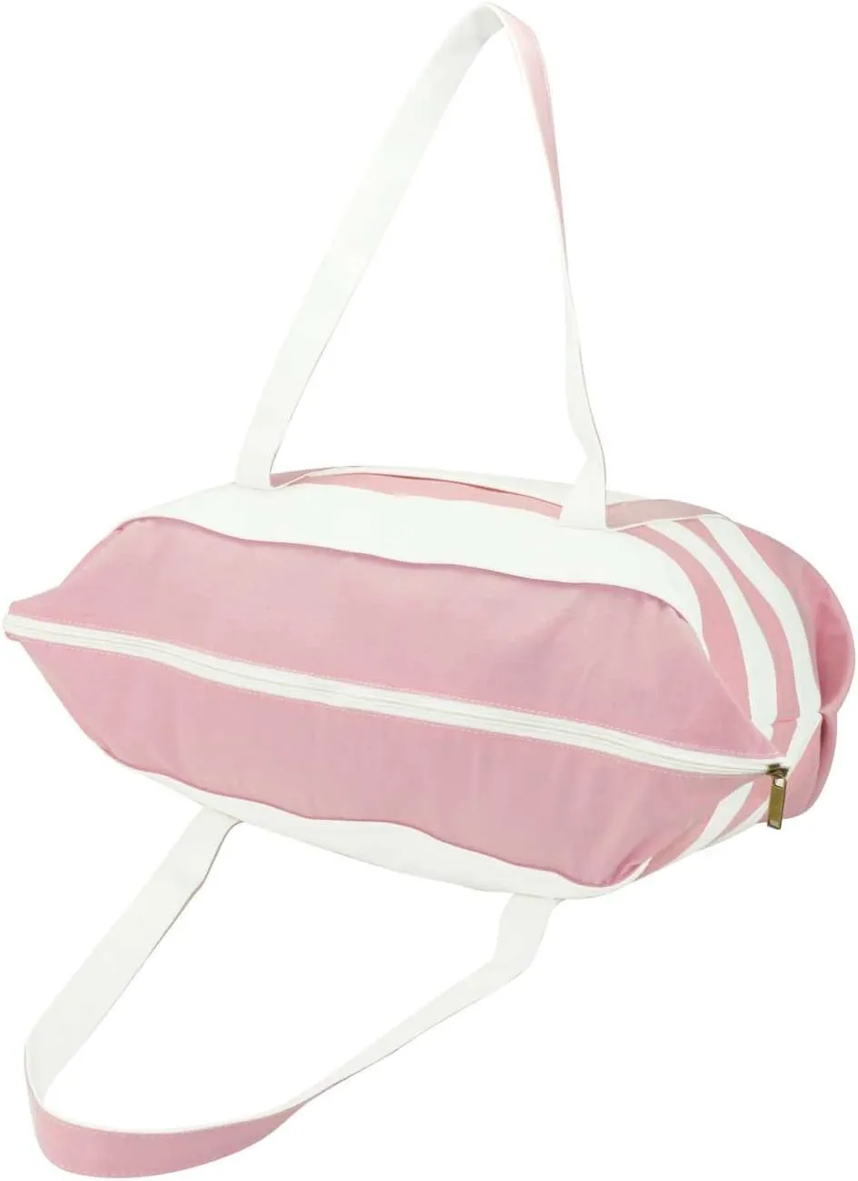 DALIX Striped Boat Tote Premium Cotton Canvas Bag in Pink
