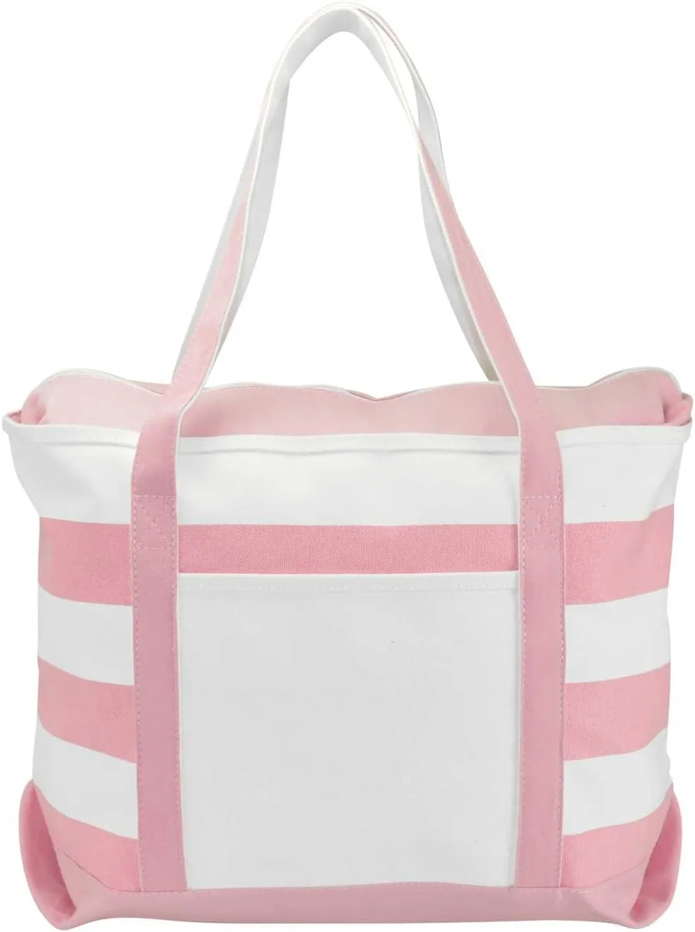 DALIX Striped Boat Tote Premium Cotton Canvas Bag in Pink