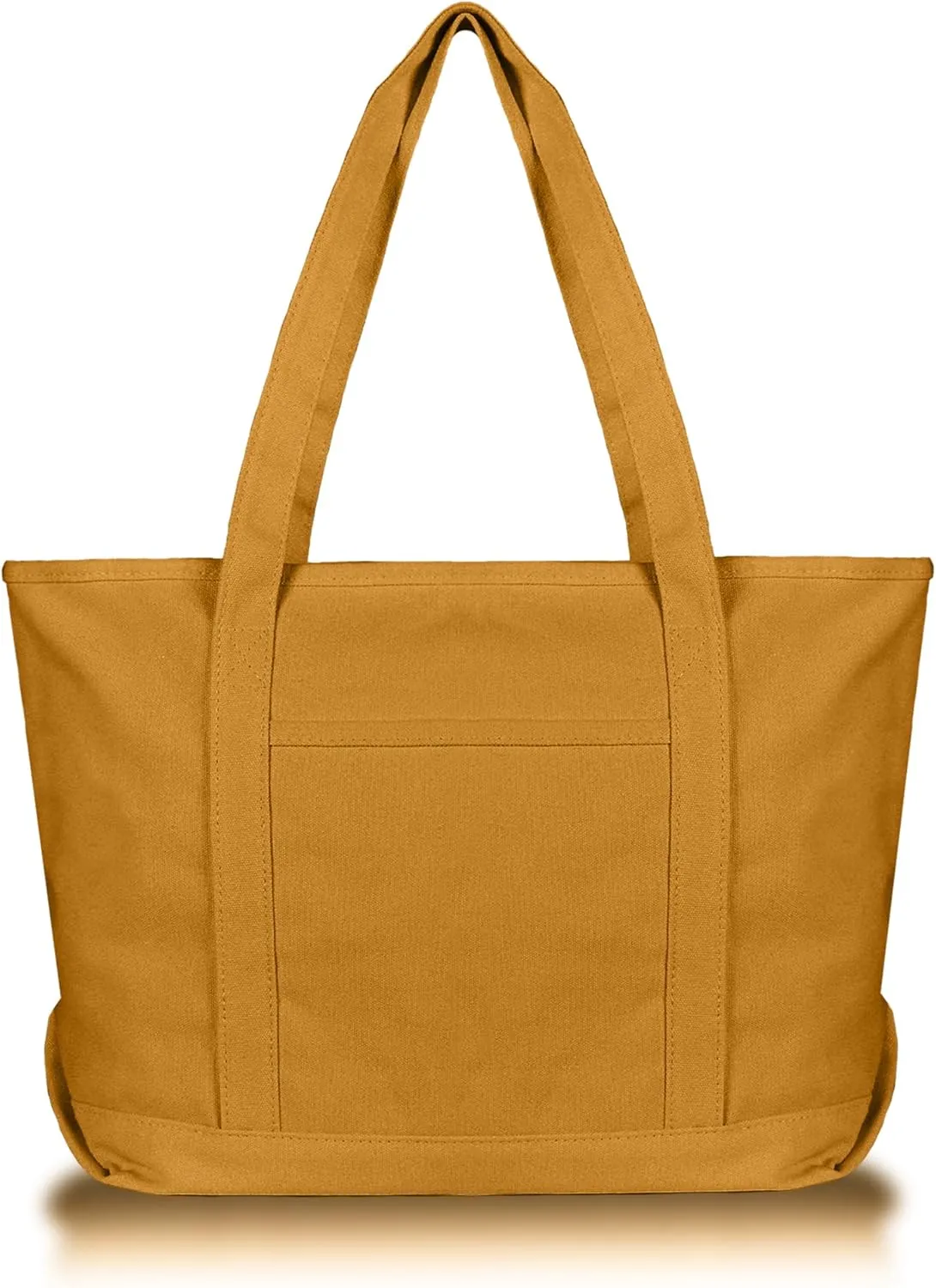 DALIX Womens 23" Deluxe 24 oz. Cotton Canvas Tote Bag Zippered in Butterscotch