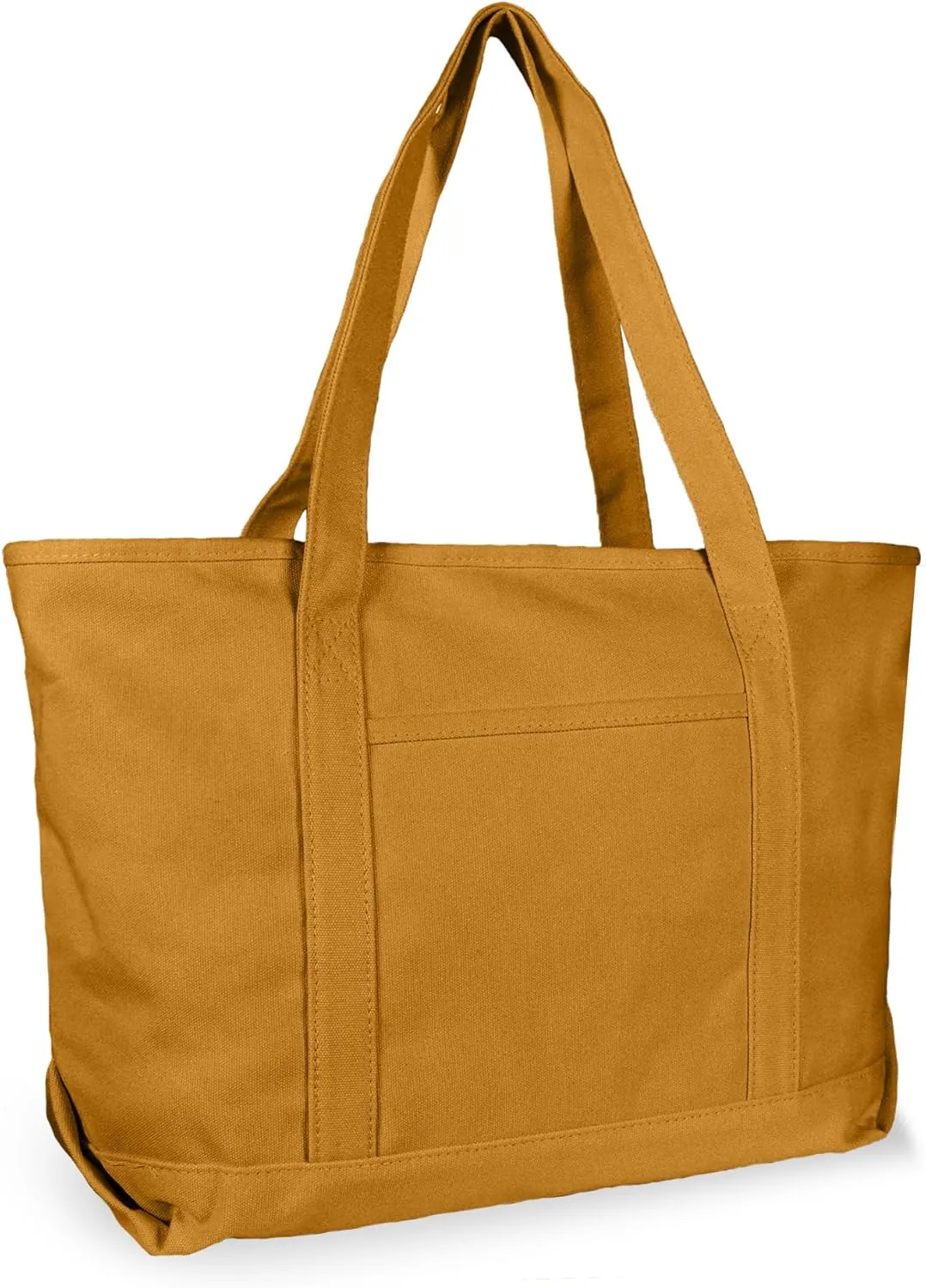 DALIX Womens 23" Deluxe 24 oz. Cotton Canvas Tote Bag Zippered in Butterscotch
