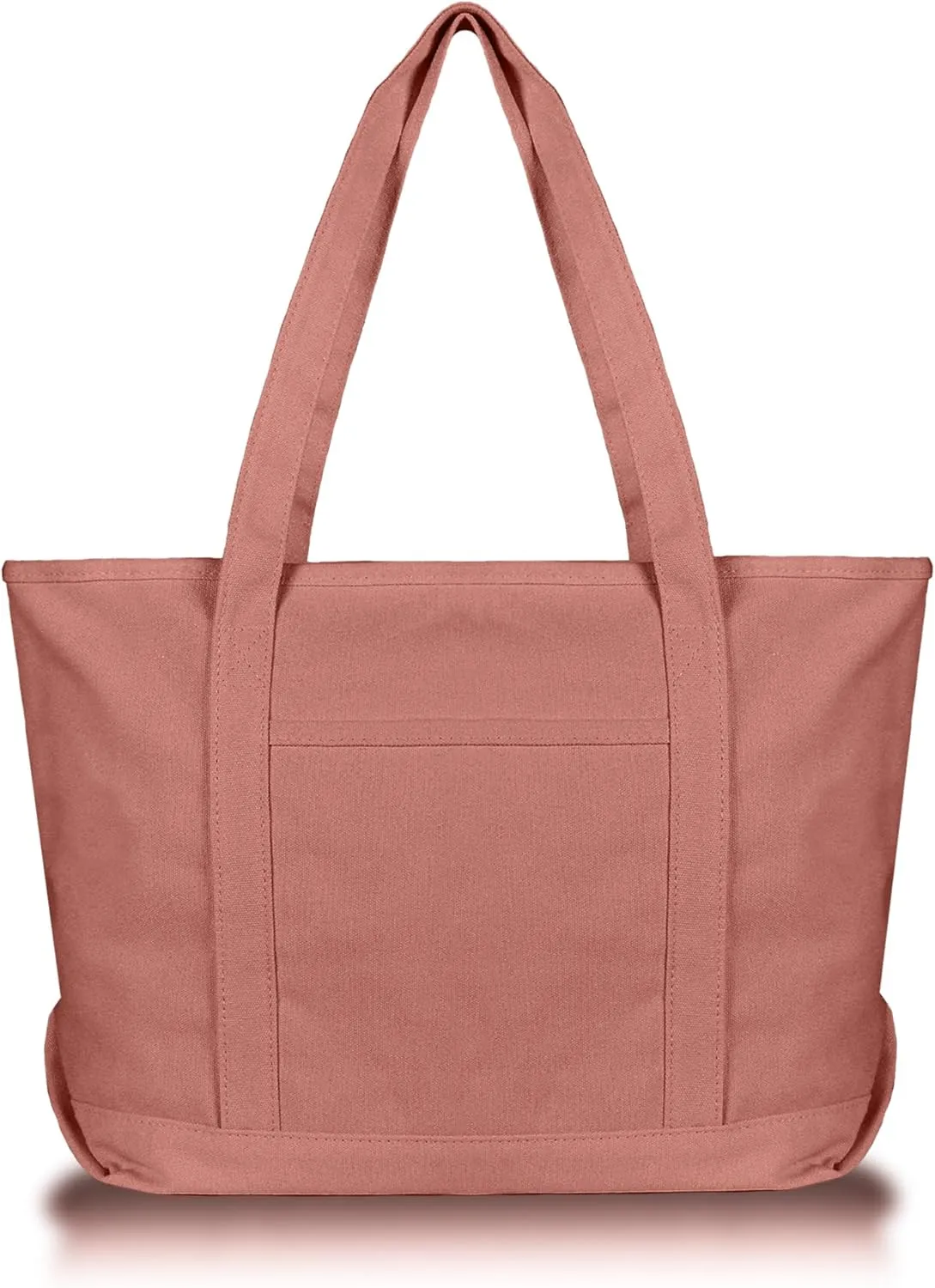 DALIX Womens 23" Deluxe 24 oz. Cotton Canvas Tote Bag Zippered in Dusty Rose