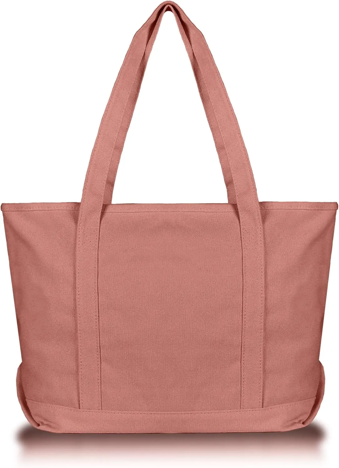 DALIX Womens 23" Deluxe 24 oz. Cotton Canvas Tote Bag Zippered in Dusty Rose