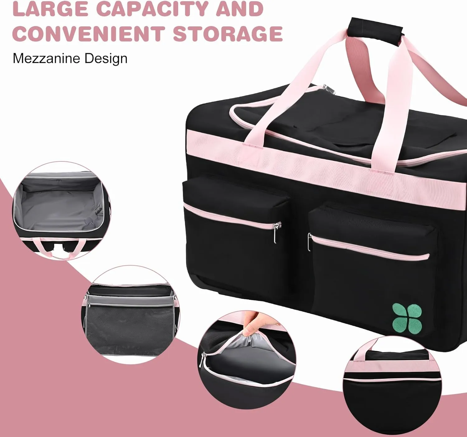 Dance Bag With Garment Rack, 27" Dance Garment Bags for Dancers Girls Competition, Collapsible Rolling Dance Garment Bag with Wheels for Travel, Duffle Bag Luggage for Women and Men