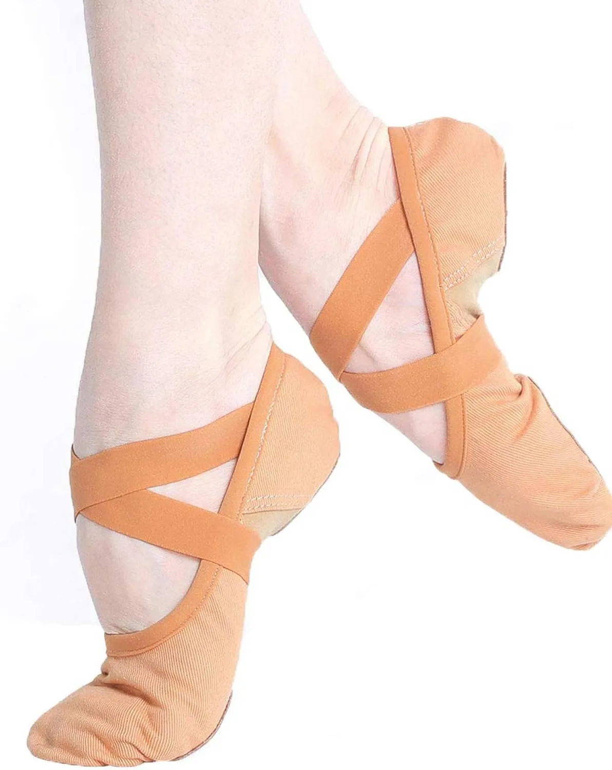 Daydance Teens Women Elastic Canvas Ballet Shoes Soft Split Sole Dance Slippers for Gymnastics, Yoga
