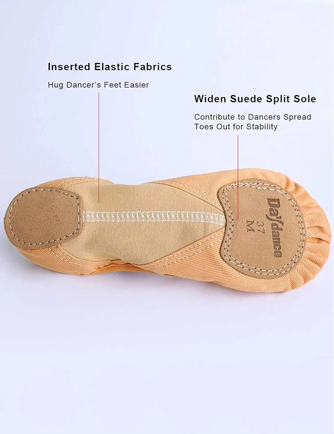 Daydance Teens Women Elastic Canvas Ballet Shoes Soft Split Sole Dance Slippers for Gymnastics, Yoga