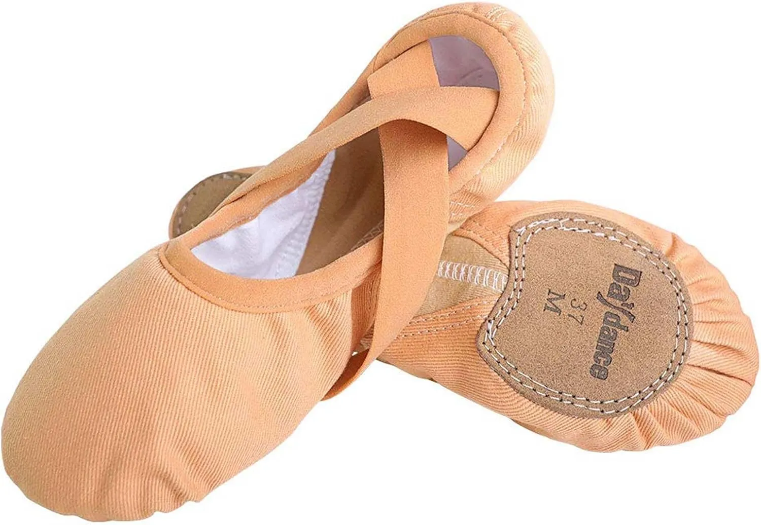 Daydance Teens Women Elastic Canvas Ballet Shoes Soft Split Sole Dance Slippers for Gymnastics, Yoga