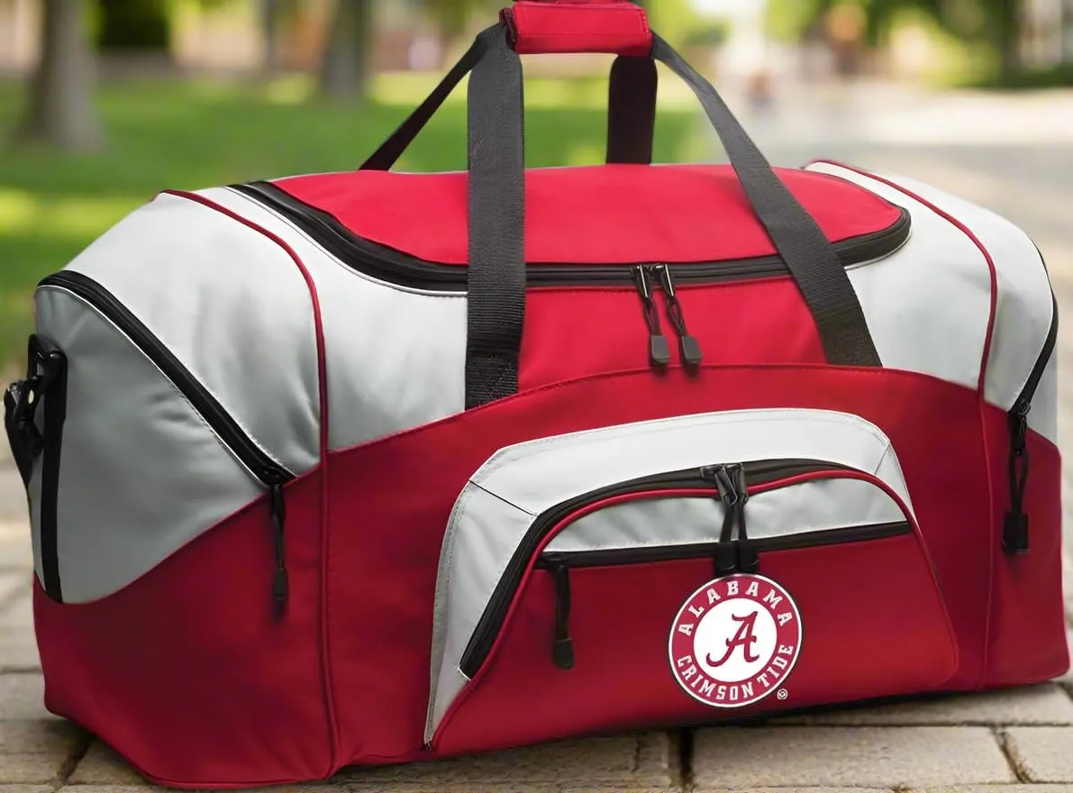 DELUXE Alabama Duffel Bag Alabama Gym Bag Large Size (Alabama A - Red)