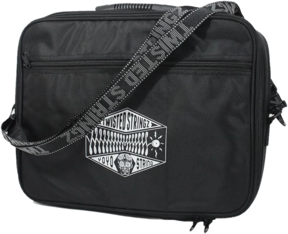 Deluxe Yo-Yo Big Bag - YoYo Carry Case - Holds 24 Yo-Yos- Triple Stitch Shoulder Strap - Double Graphics (Black)