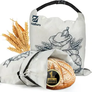 Detachable Sourdough Bread Bags, Piklohas 2 Sets Bread Storage for Homemade Sourdough, Reusable Linen Food Storage with Lining & Triple Lock for Fresh Keeping, BPA Free, Ideal for Mother's Day Gifts