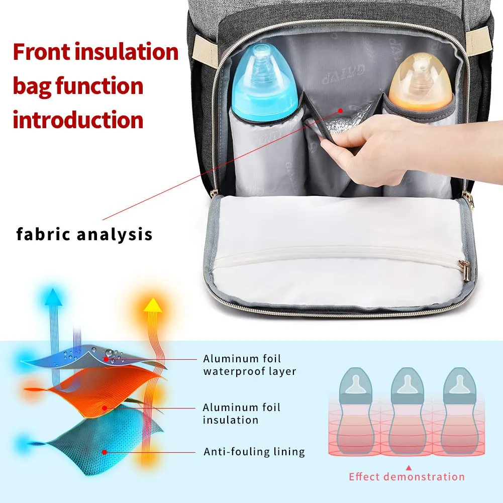 Diaper Bag Backpack for Women, Baby Bags for Girls,Diaper Bag with Changing Pad, and Insulated Pockets (Dark Grey  Light Grey)