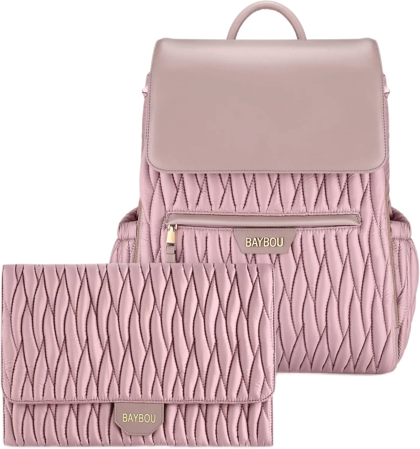 Diaper Bag Backpack Large Capacity, Waterproof, and Multifunctional Baby Essentials Travel Bag with Changing Pad and Stroller Straps, Blush Pink