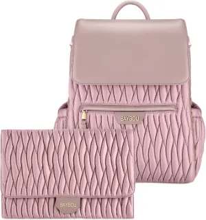 Diaper Bag Backpack Large Capacity, Waterproof, and Multifunctional Baby Essentials Travel Bag with Changing Pad and Stroller Straps, Blush Pink