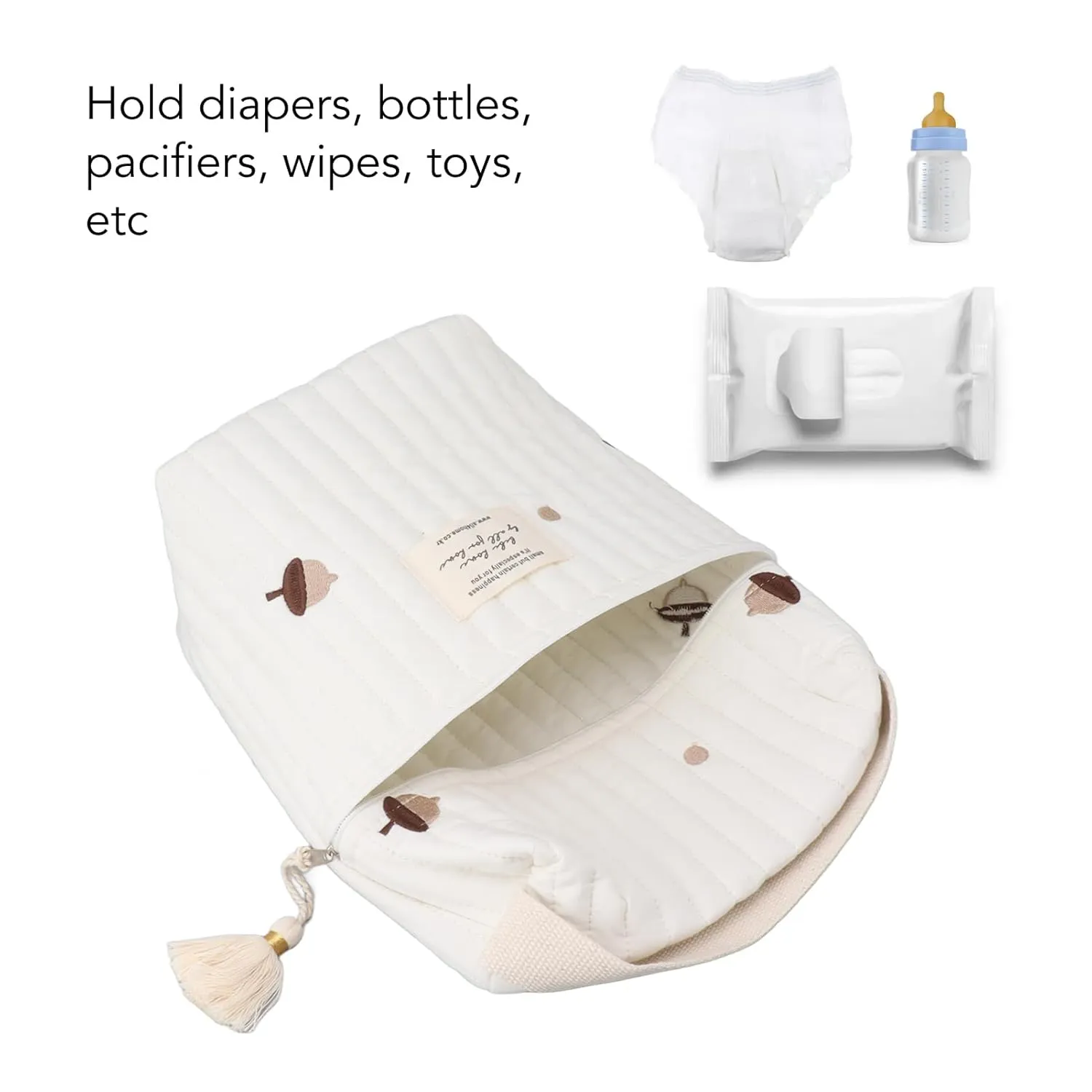 Diaper Bag Organizing Pouches, Multifunction Maternity Bag Mini Diaper Bag Diaper Bag Tote Quilted Cotton Cute Diaper Bag Baby Stroller Zipper Bag for Bottle Wipes Pacifier (Pine