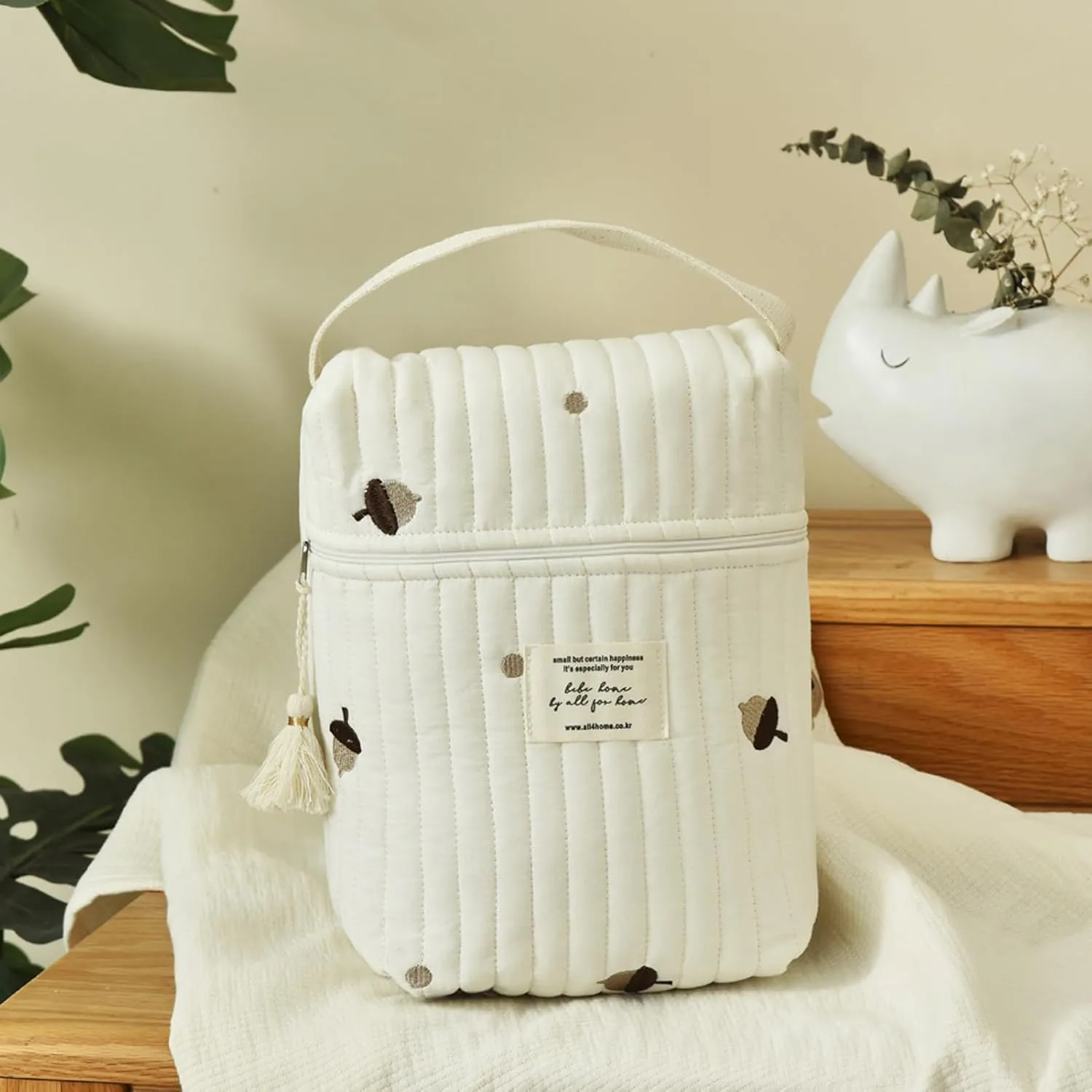 Diaper Bag Organizing Pouches, Multifunction Maternity Bag Mini Diaper Bag Diaper Bag Tote Quilted Cotton Cute Diaper Bag Baby Stroller Zipper Bag for Bottle Wipes Pacifier (Pine