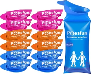 Disposable Urinal Bag, 2024 Upgraded 900ML Emergency Urine Bag, Pee Bags for Travel, Urinals Portable for Car, Universal Urinal Bag for Men, Women and Children, Essential for Outdoor Travel