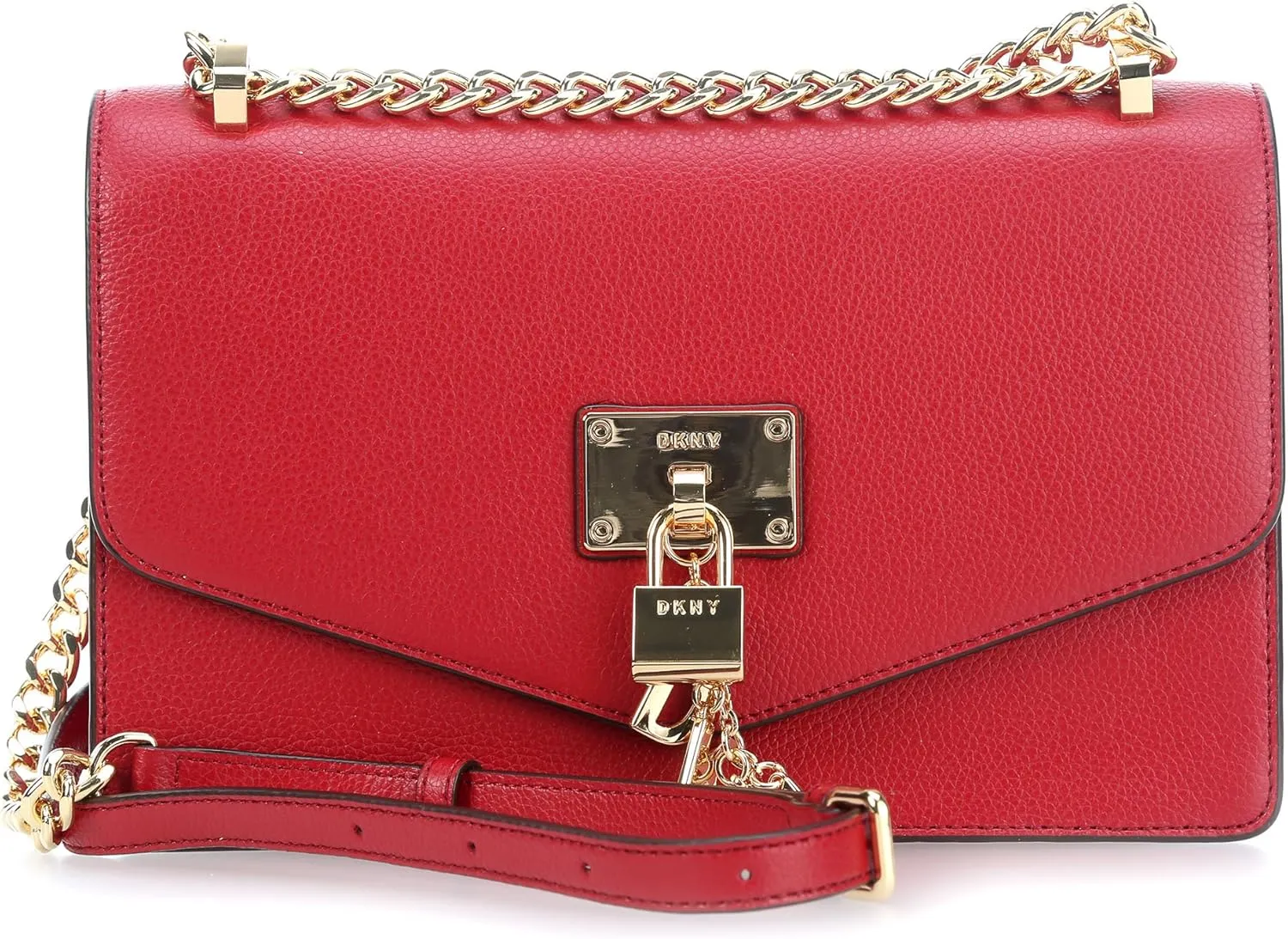 DKNY womens Elissa Leather Shoulder Bag with Logo Charm