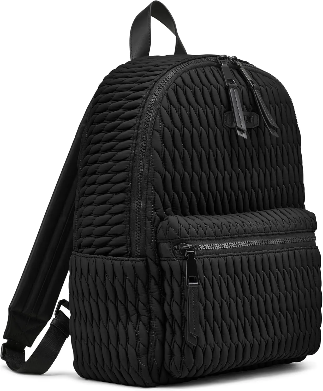 DKNY Women's Mack Quilted Nylon Backpack, Black/Black, One Size