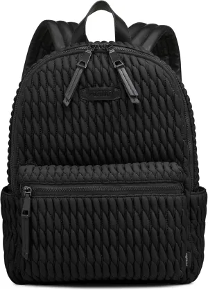 DKNY Women's Mack Quilted Nylon Backpack, Black/Black, One Size