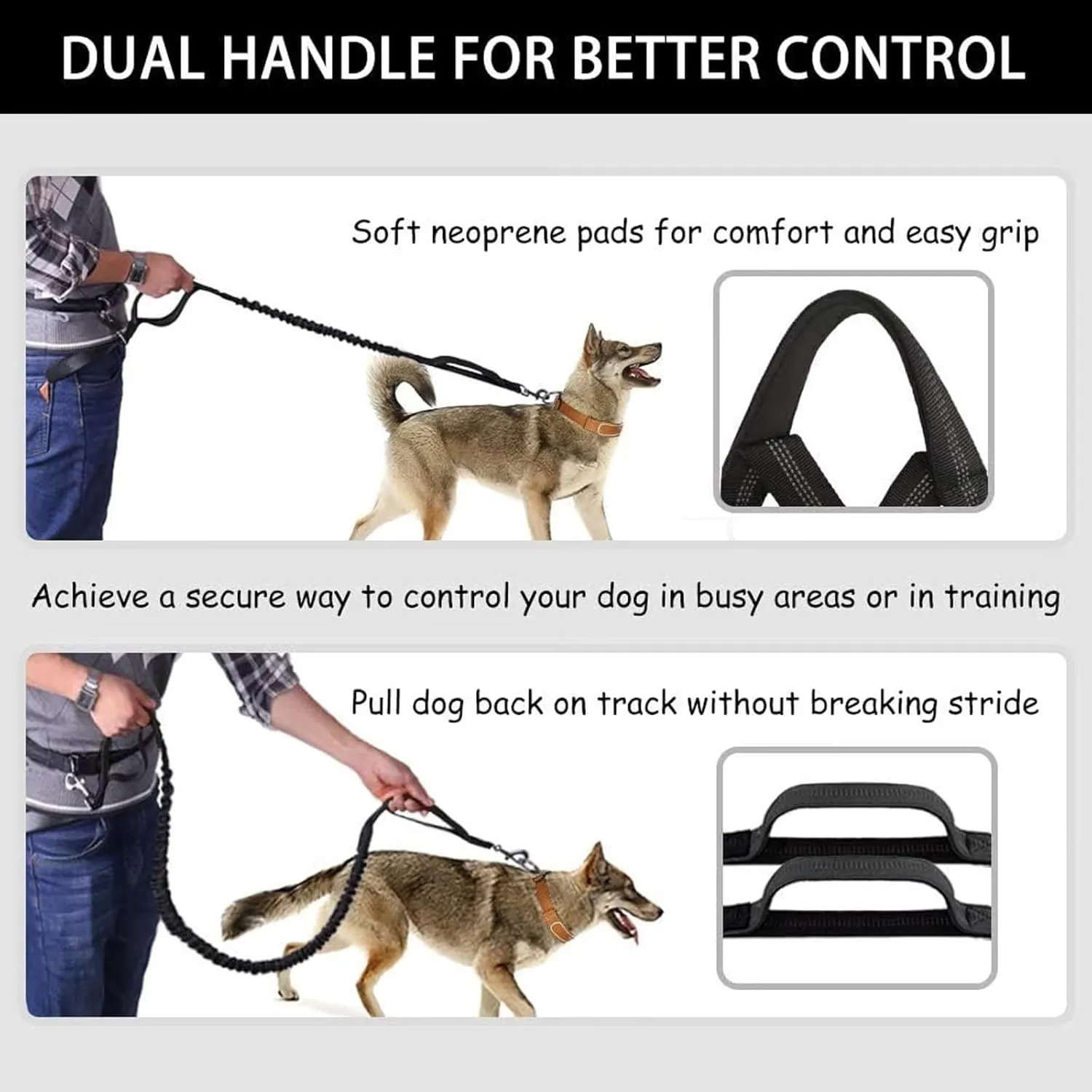 Dog Walking Belt Bag with Adjustable Waist Belt, Hands Free Dog Leash with Zipper Pouch, Reflective Bungee Running Long Extendable Dogs Lead for Large Dogs Retractable Bungee(Lake Blue)