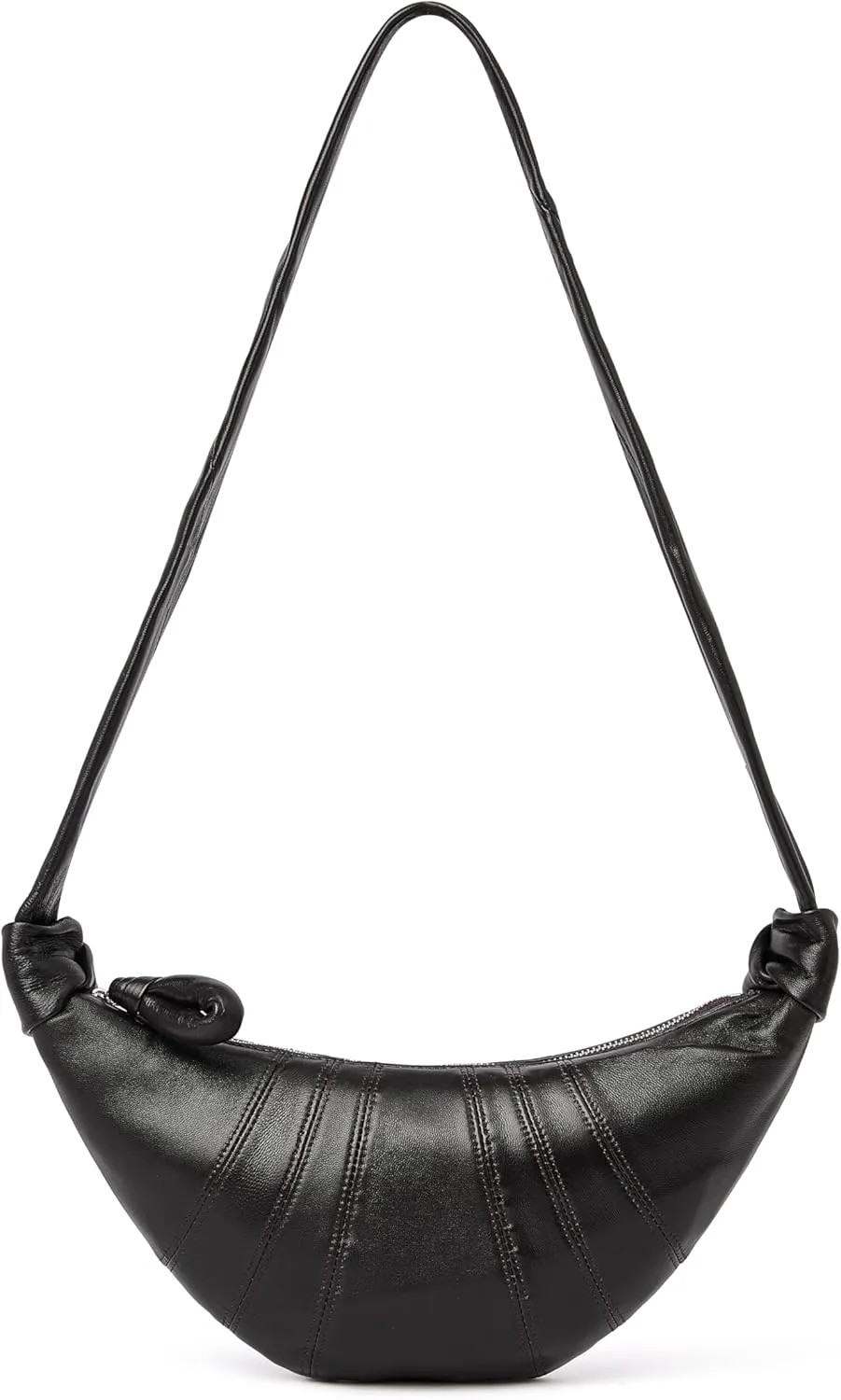 DORIS&JACKY Designer Leather Crossbody Bag For Women Soft Lambskin Croissant Chest Purse With Wide Single Shoulder Strap