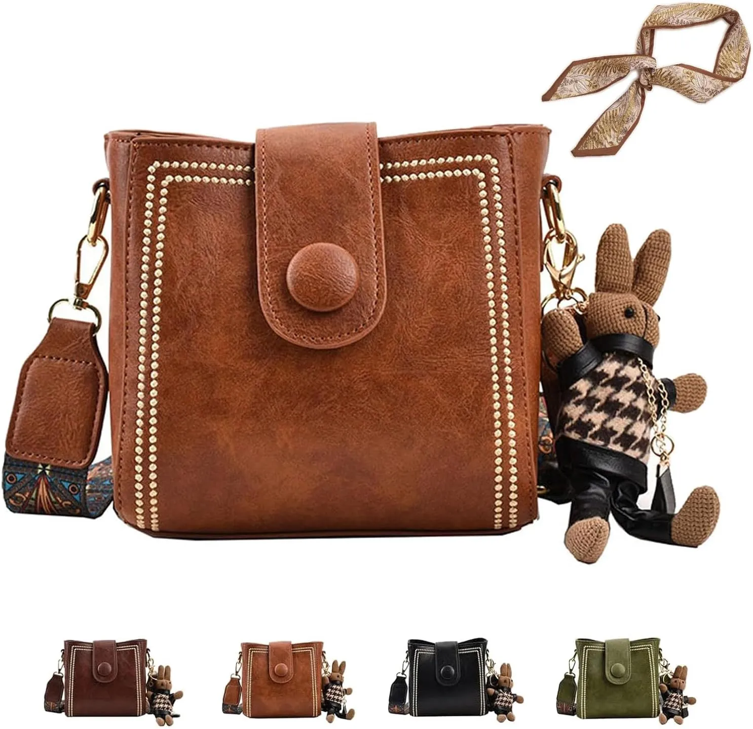Dragentle Vintage Fashion Bag, Stylish Crossbody Bags Cowhide Bag with Adjustable Wider Shoulder Strap for Women