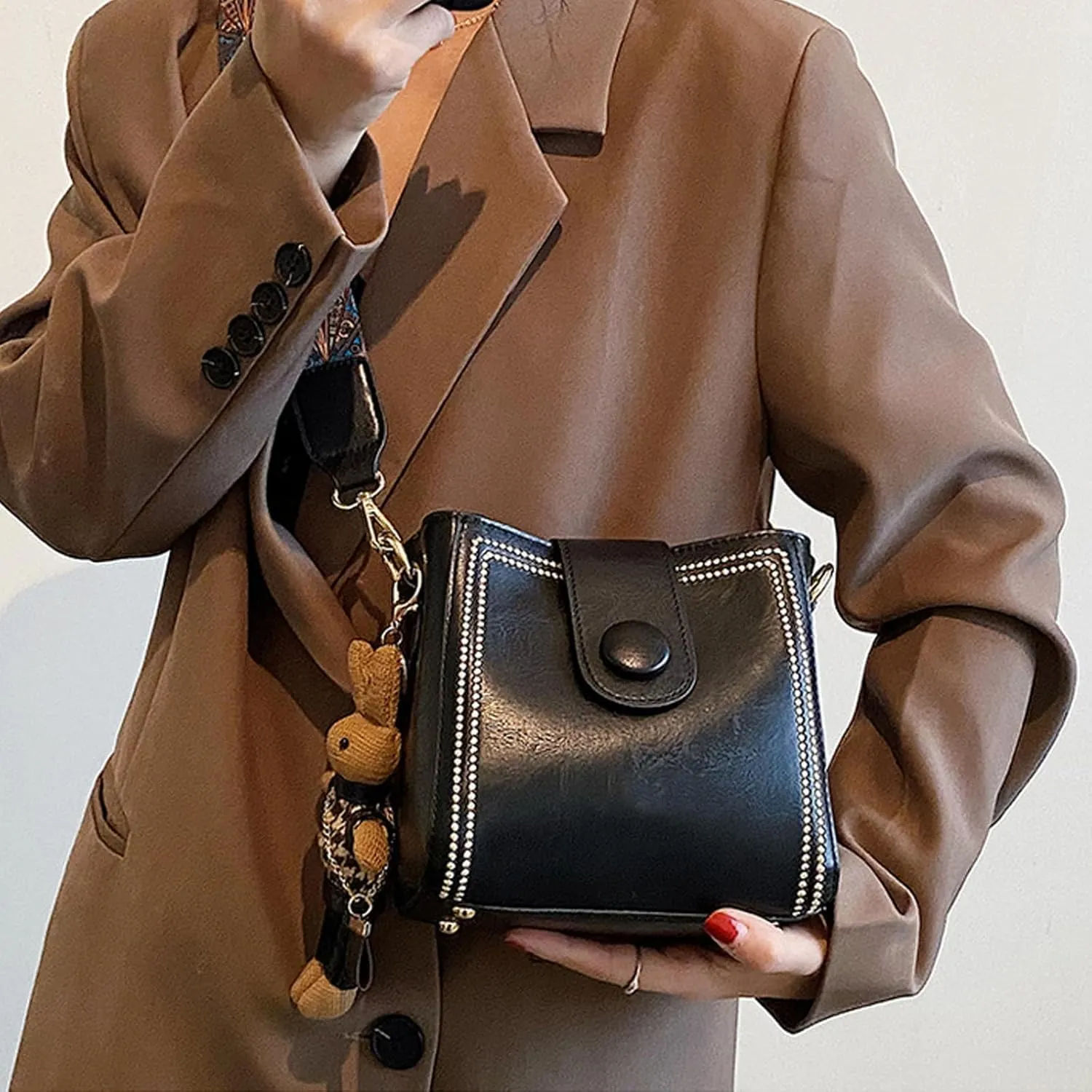 Dragentle Vintage Fashion Bag, Stylish Crossbody Bags Cowhide Bag with Adjustable Wider Shoulder Strap for Women