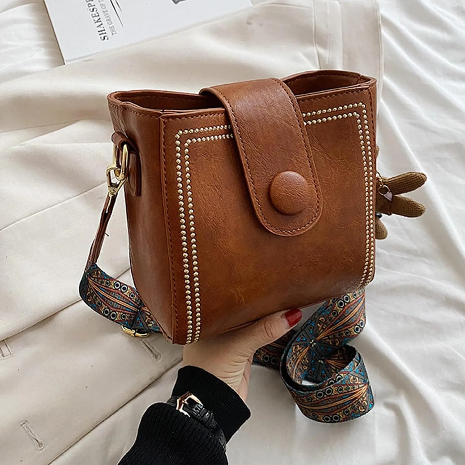 Dragentle Vintage Fashion Bag, Vintage Bucket Bags For Women with Adjustable Wider Shoulder Strap
