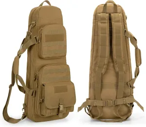 DSLEAF Double Short Barrel Rifle Case for 28” Rifles, Soft Tactical Rifle Backpack & Padded Rifle Bag for Hunting and Shooting