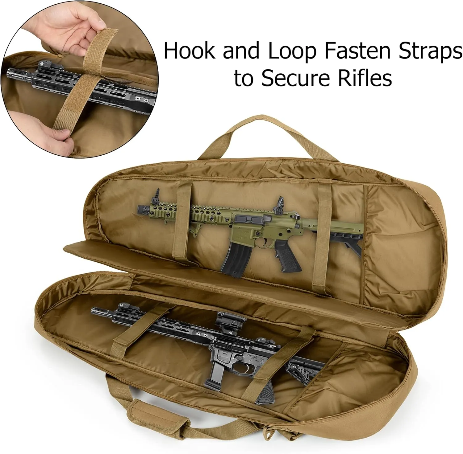 DSLEAF Double Short Barrel Rifle Case for 28” Rifles, Soft Tactical Rifle Backpack & Padded Rifle Bag for Hunting and Shooting