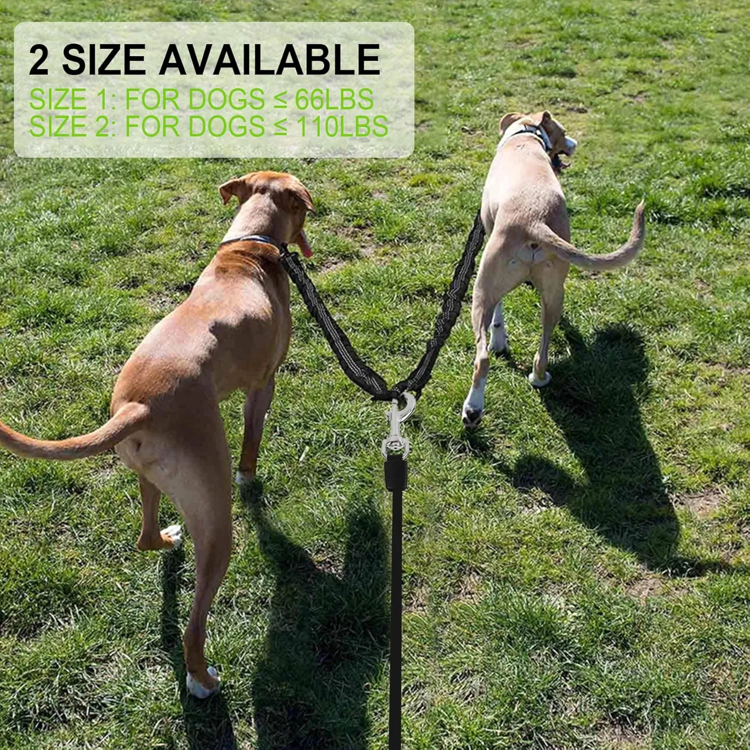 Dual Retractable Dog Leash for 2 Large Dogs (Up to 110 Lbs Each) - Double Headed 16 ft Extendable Pet Leash with Poop Bags and LED Light, One Button Break & Lock, 360 Tangle-Free (White, Medium)