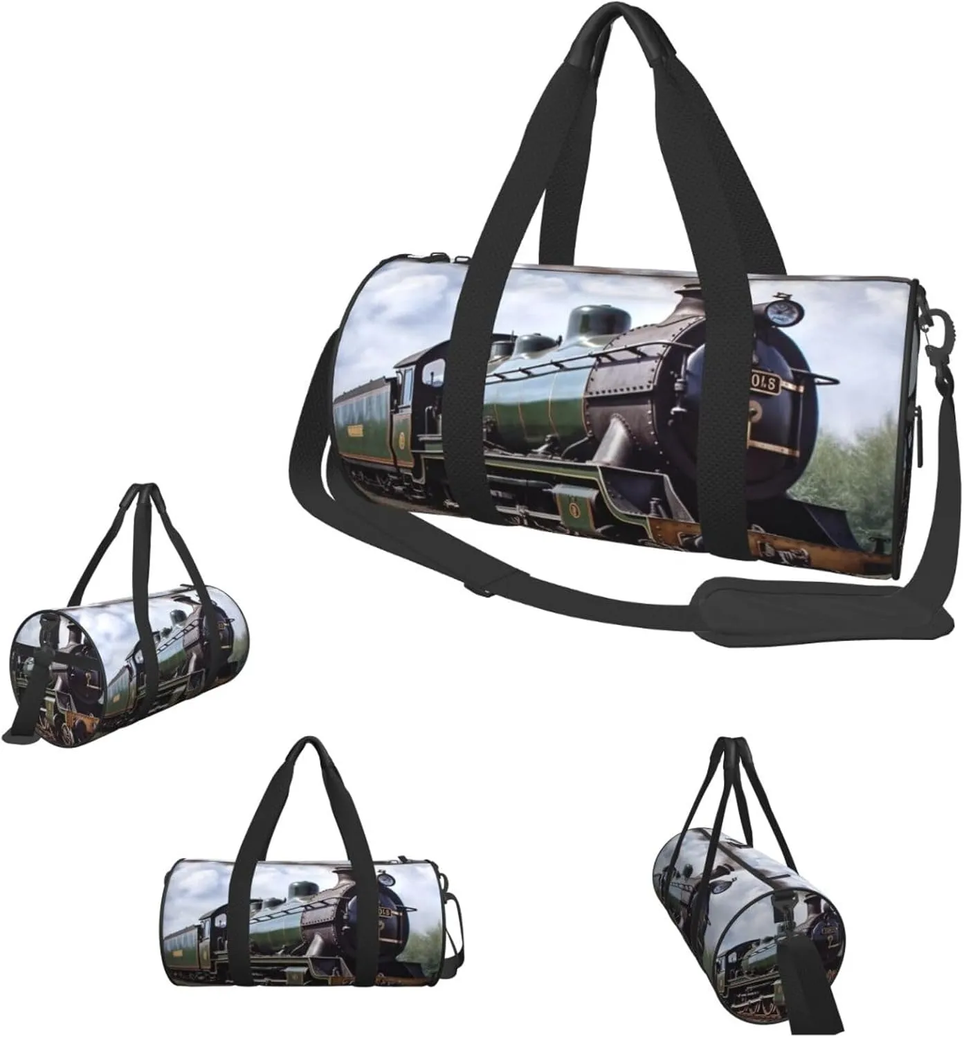 Duffle Bags Steam Locomotive Train Gym Bag for Men Women Waterproof Travel Duffle Bags Convertible Carry on Garment Bag for Travel Sports